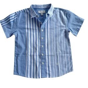 Free Assembly Boy's Small (6/7) Striped White Blue Button Dress Shirt